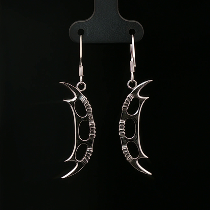 Battle Oath Blade Dangle Earringss in Stainless Steel - Le Dragon Argenté