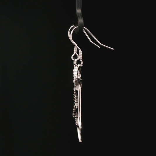 Battle Oath Blade Dangle Earrings in Stainless Steel - Le Dragon Argenté