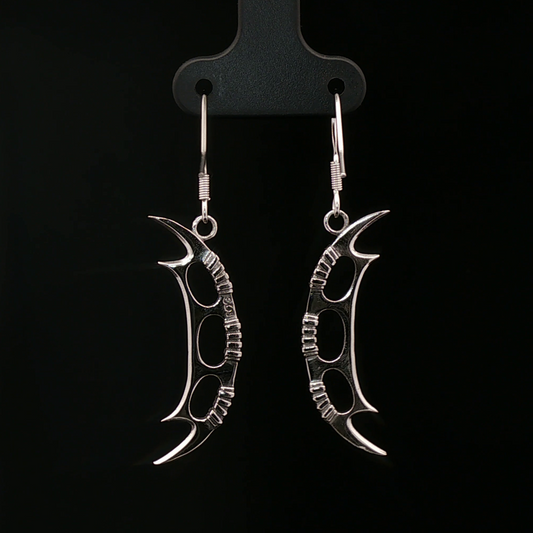 Battle Oath Blade Dangle Earrings in Stainless Steel - Le Dragon Argenté