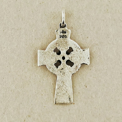 Small Celtic Cross with Gemstone in Sterling Silver or Antique Bronze