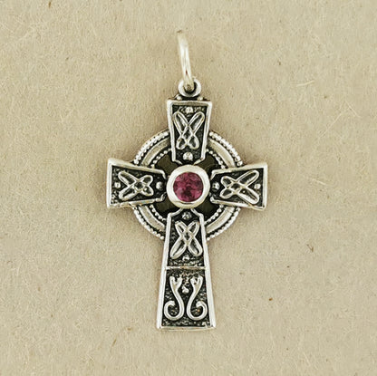 Small Celtic Cross with Gemstone in Sterling Silver or Antique Bronze, Birthstone Celtic Cross Pendant, Sterling Silver Celtic Cross Pendant, Irish Cross Birthstone Pendant, Silver Celtic Cross Pendant, Sterling Silver Irish Jewelry