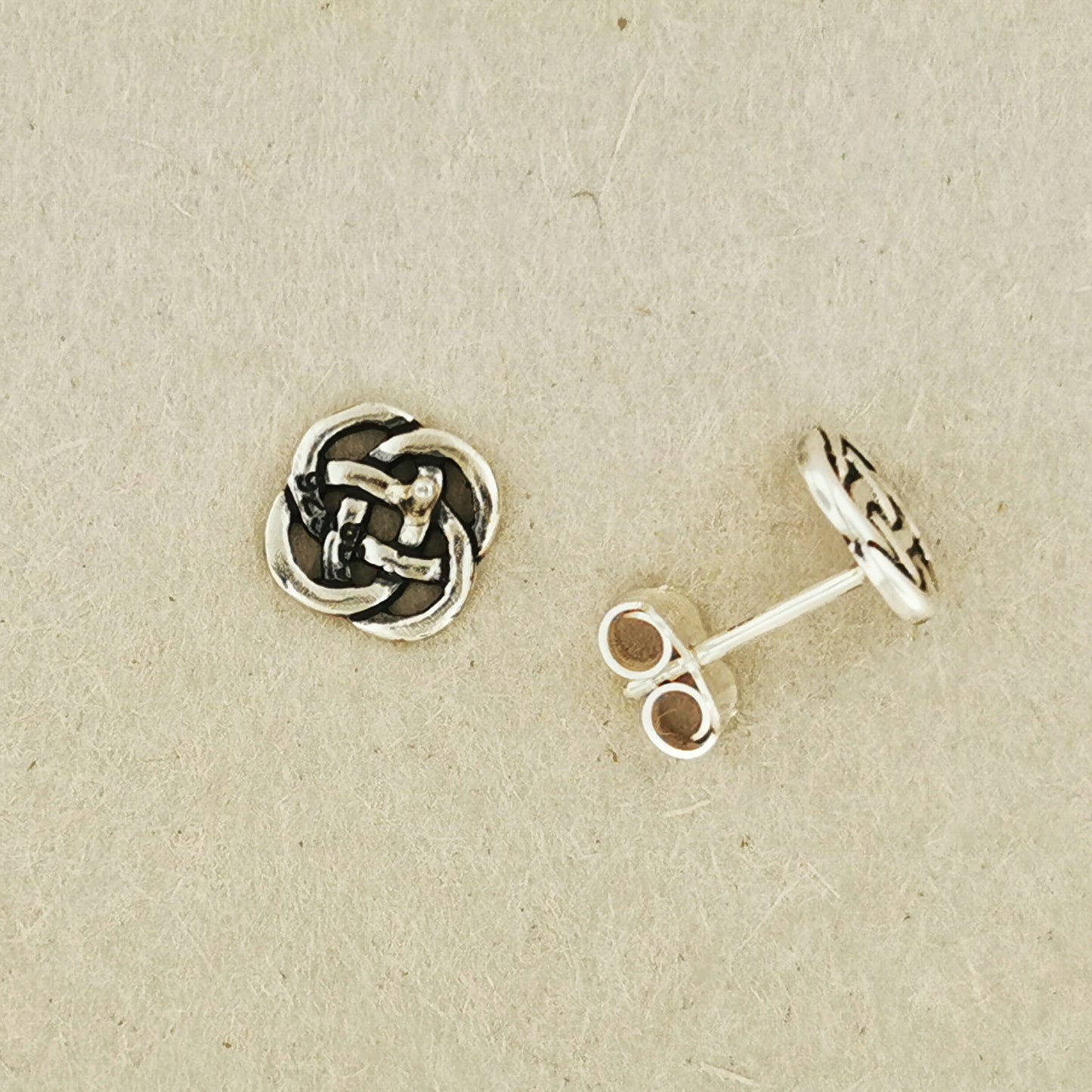 Small Endless Knotwork Stud Earrings in Sterling Silver
