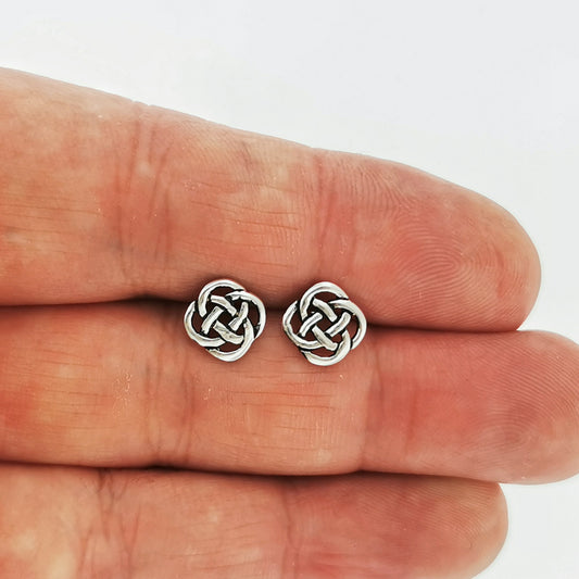 Small Endless Knotwork Stud Earrings in Sterling Silver