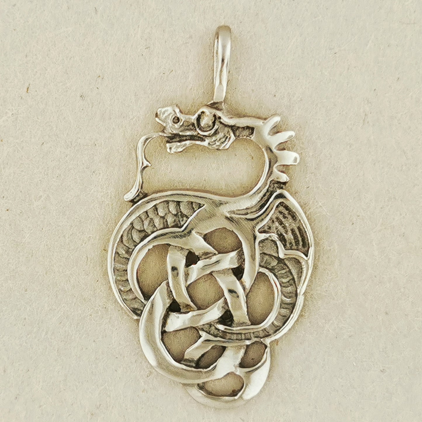 Celtic Knotwork Dragon Pendant in Stainless Steel, Silver Dragon Jewelry, Steel Celtic Dragon, Steel Dragon Pendant, Silver Dragon Pendant, Celtic Dragon Pendant, Stainless Steel Celtic Pendant, Stainless Steel Celtic Jewelry