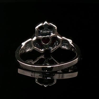 Sterling Silver Claddagh Ring with Chatham Ruby Heart - Le Dragon Argenté