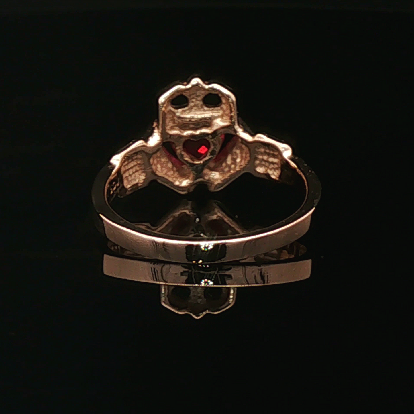 Antique Bronze Claddagh Ring with Chatham Ruby Heart - Le Dragon Argenté