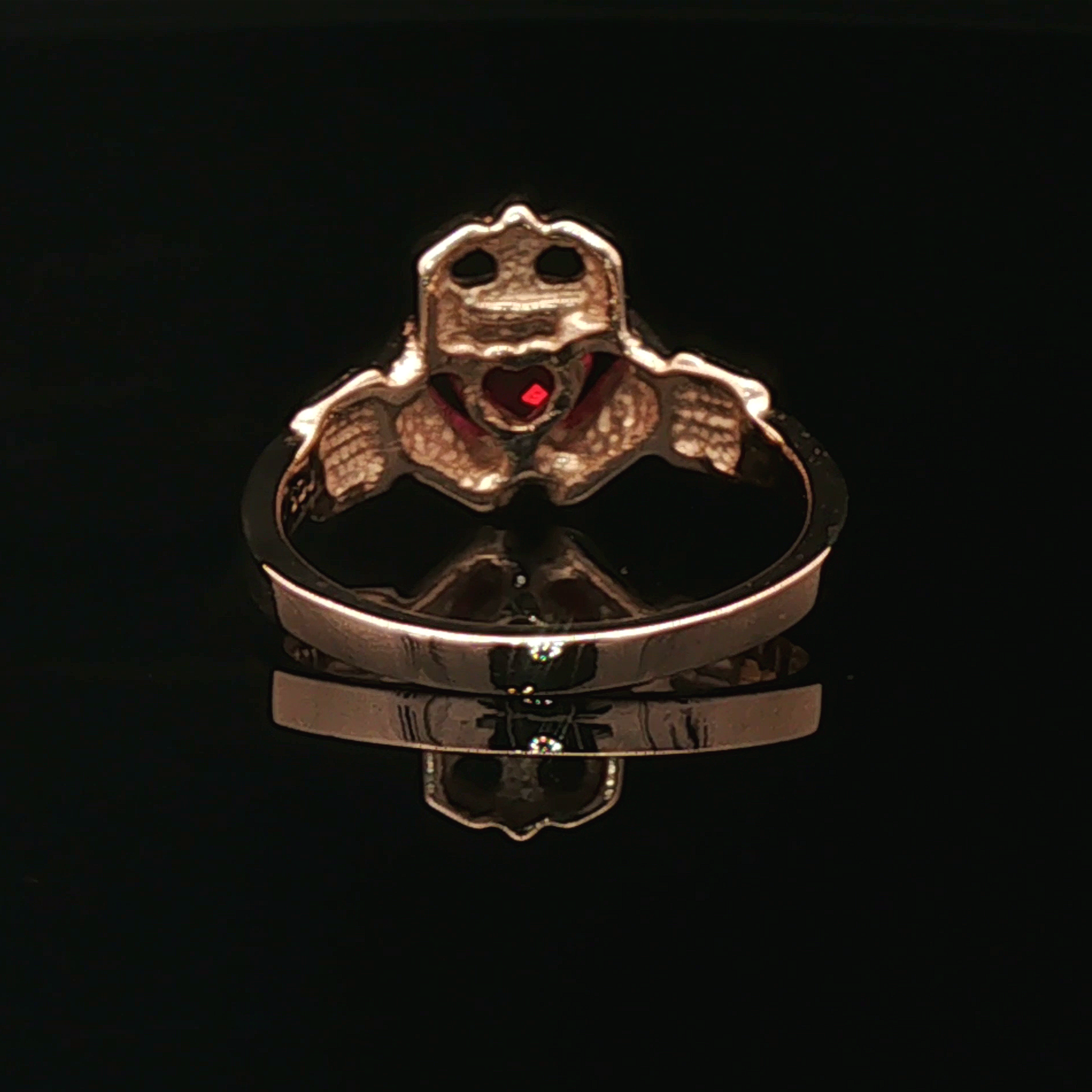 Antique Bronze Claddagh Ring with Chatham Ruby Heart - Le Dragon Argenté