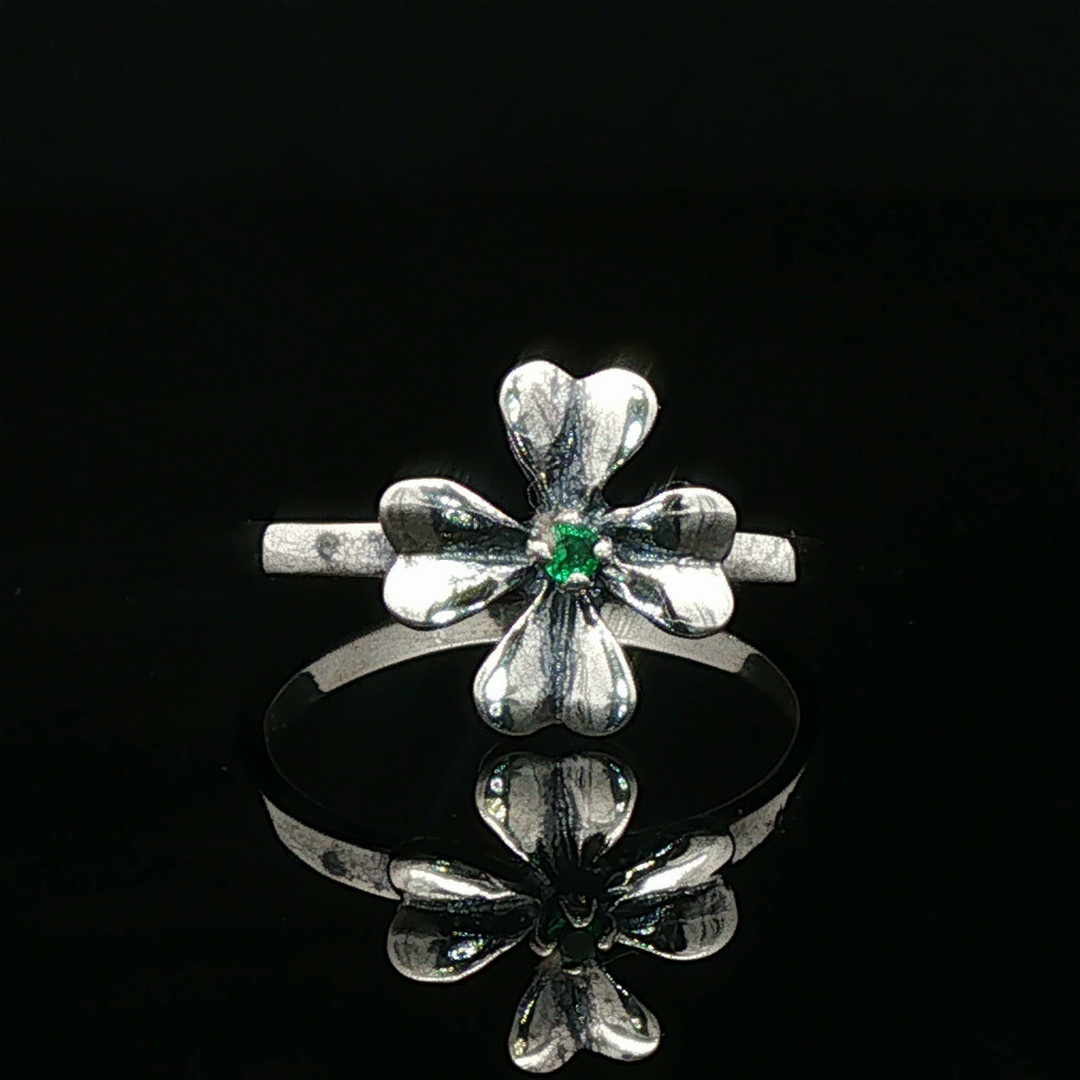 4 Leaf Clover Birthstone Ring In Sterling Silver - Le Dragon Argenté