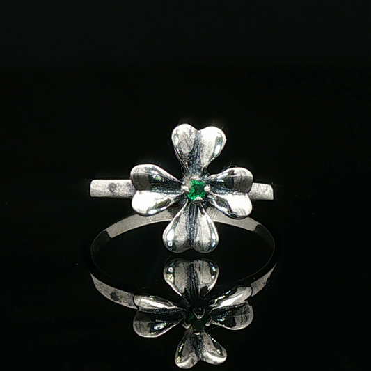 4 Leaf Clover Birthstone Ring In Sterling Silver - Le Dragon Argenté