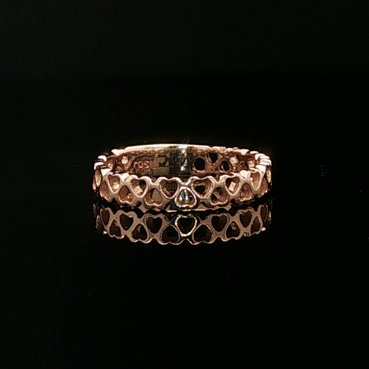 Connected Hearts Band Ring in antique bronze with linked heart design by Le Dragon Argenté