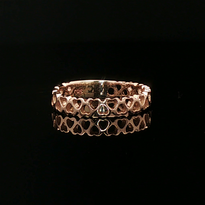 Connected Hearts Band Ring in antique bronze with linked heart design by Le Dragon Argenté