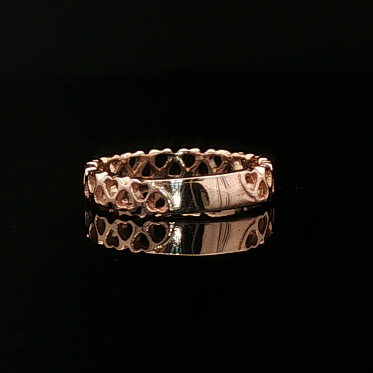 Connected Hearts Band Ring in antique bronze with linked heart design by Le Dragon Argenté