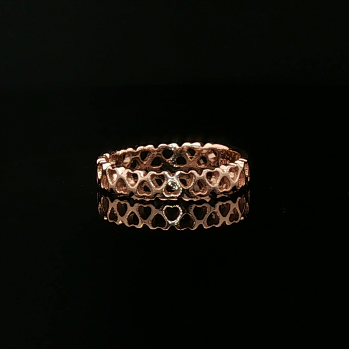 Connected Hearts Band Ring in antique bronze with linked heart design by Le Dragon Argenté