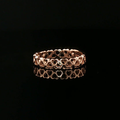 Connected Hearts Band Ring in antique bronze with linked heart design by Le Dragon Argenté