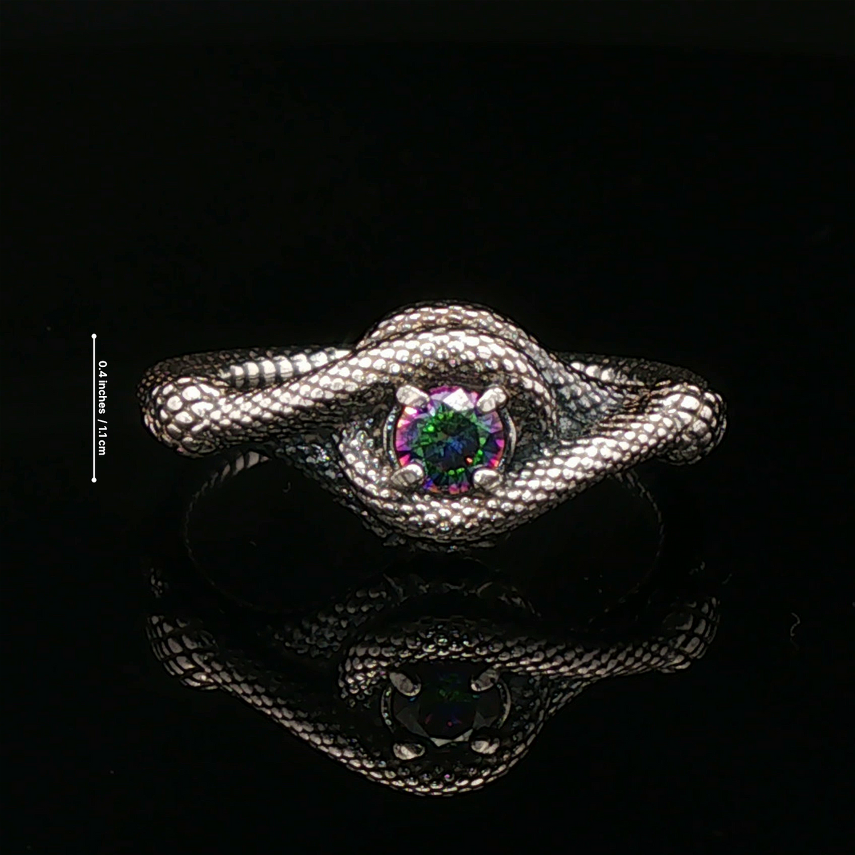 Double Snake Eternity Birthstone Ring - Le Dragon Argenté - 50s snake ring - sterling silver snake ring - birthstone Option
