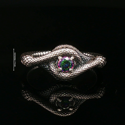 Double Snake Eternity Birthstone Ring - Le Dragon Argenté - 50s snake ring - sterling silver snake ring - birthstone Option