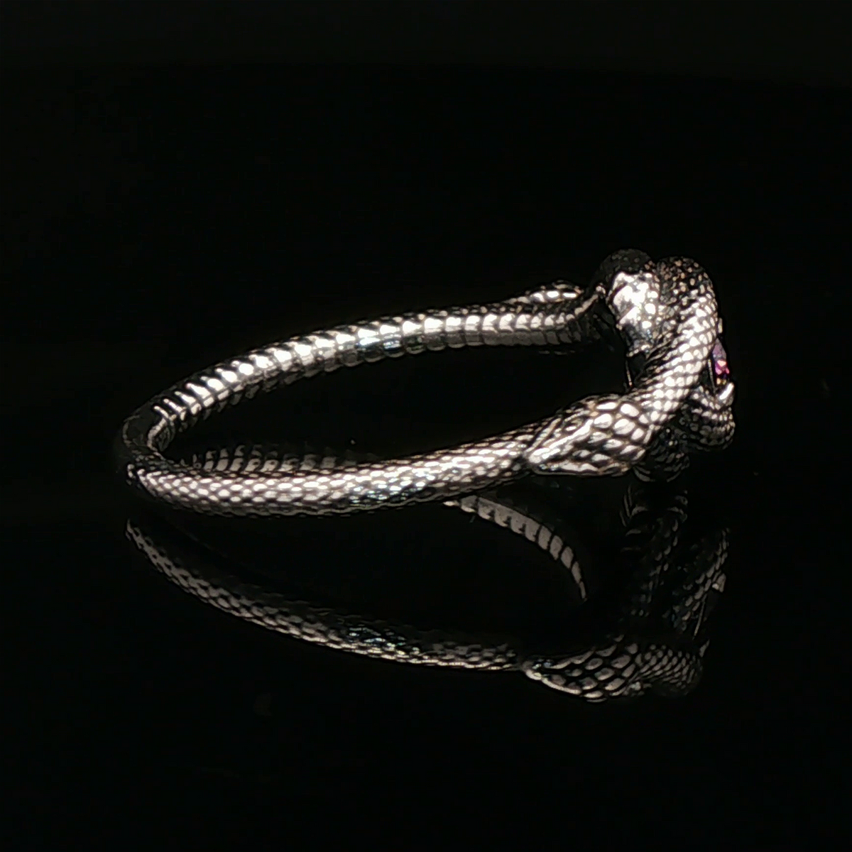 Double Snake Eternity Birthstone Ring - Le Dragon Argenté - 50s snake ring - sterling silver snake ring - birthstone Option
