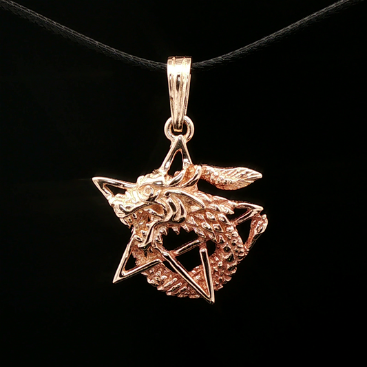 Dragon Pentagram Pendant in Antique Bronze - Le Dragon Argenté