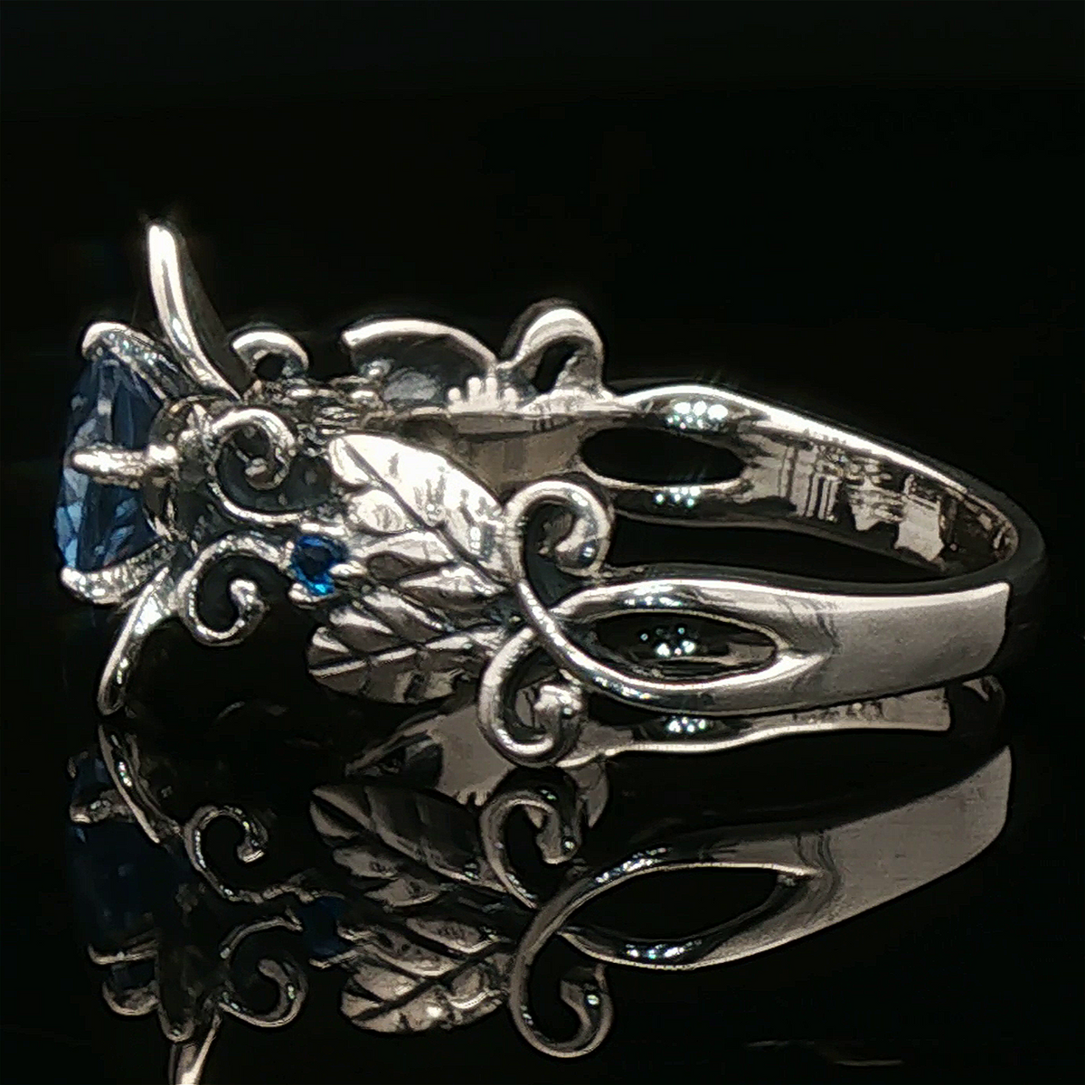 Elven Flower Birthstone Ring in Sterling Silver  - Le Dragon Argenté