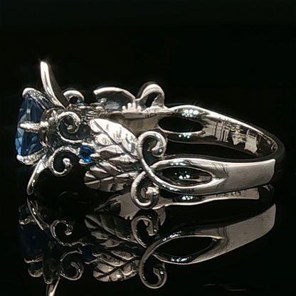 Elven Flower Birthstone Ring in Sterling Silver  - Le Dragon Argenté