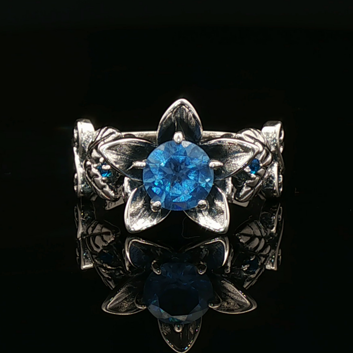 Elven Flower Birthstone Ring in Sterling Silver - Le Dragon Argenté