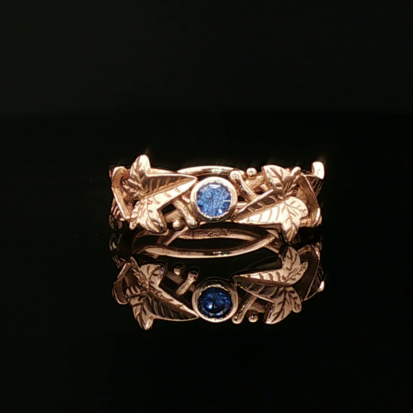Elven Ivy Leaf Birthstone Ring – Fantasy Vine Band with CZ - Le Dragon Argenté - birthstone Option - birthstone rings - elven flower ring