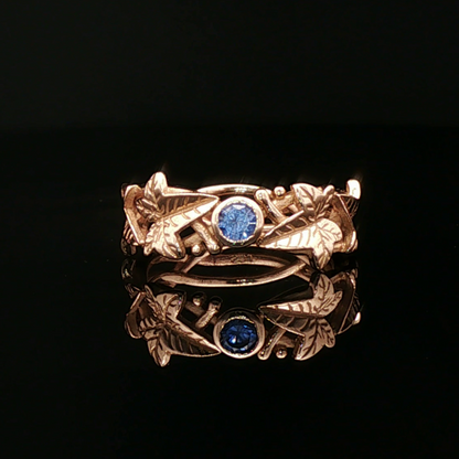 Elven Ivy Leaf Birthstone Ring – Fantasy Vine Band with CZ - Le Dragon Argenté - birthstone Option - birthstone rings - elven flower ring