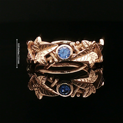 Elven Ivy Leaf Birthstone Ring – Fantasy Vine Band with CZ