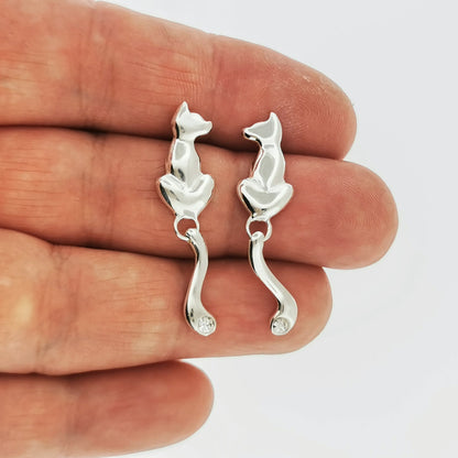Final Fantasy XIII-2 Serah Cat Earrings in Sterling Silver / Final Fantasy Earrings / FF13-2 Earrings / Cat Earrings / Final Fantasy Jewelry