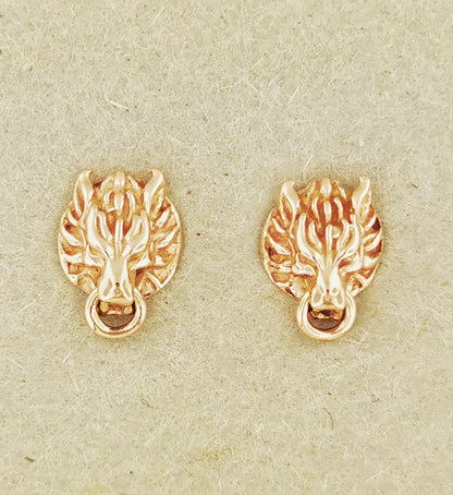 Gold FF7 Cloud Strife Wolf Stud Earrings, Gold FFVII Cloud Strife Wolf Stud Earrings, Final Fantasy Earrings, Gold FFVII Fenrir Wolf Stud Earrings, Gold Final Fantasy Earrings, Final Fantasy Jewelry, Gamer Girl Jewelry, Gold Gamer Girl Earrings