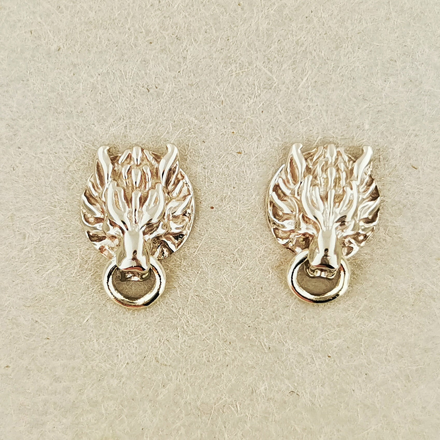 White Gold FF7 Cloud Strife Wolf Stud Earrings, Gold FFVII Cloud Strife Wolf Stud Earrings, Final Fantasy Earrings, Gold FFVII Fenrir Wolf Stud Earrings, Gold Final Fantasy Earrings, Final Fantasy Jewelry, Gamer Girl Jewelry, Gold Gamer Girl Earrings, white gold stud earrings