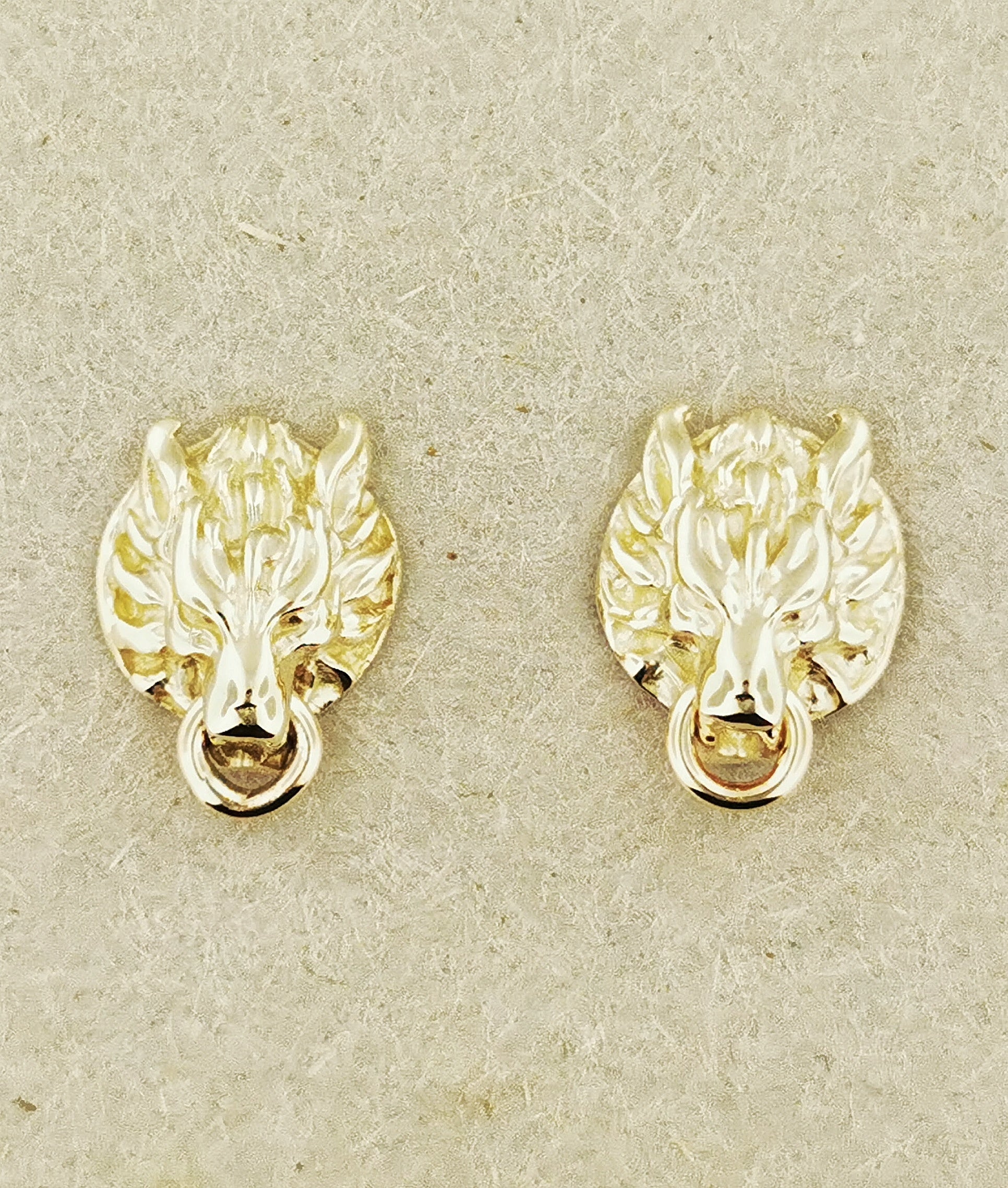 Gold Final Fantasy 7 Fenrir Wolf Stud Earrings