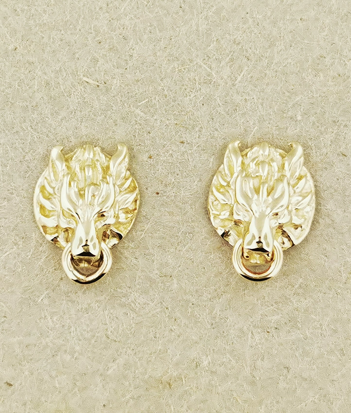 Gold FF7 Cloud Strife Wolf Stud Earrings, Gold FFVII Cloud Strife Wolf Stud Earrings, Final Fantasy Earrings, Gold FFVII Fenrir Wolf Stud Earrings, Gold Final Fantasy Earrings