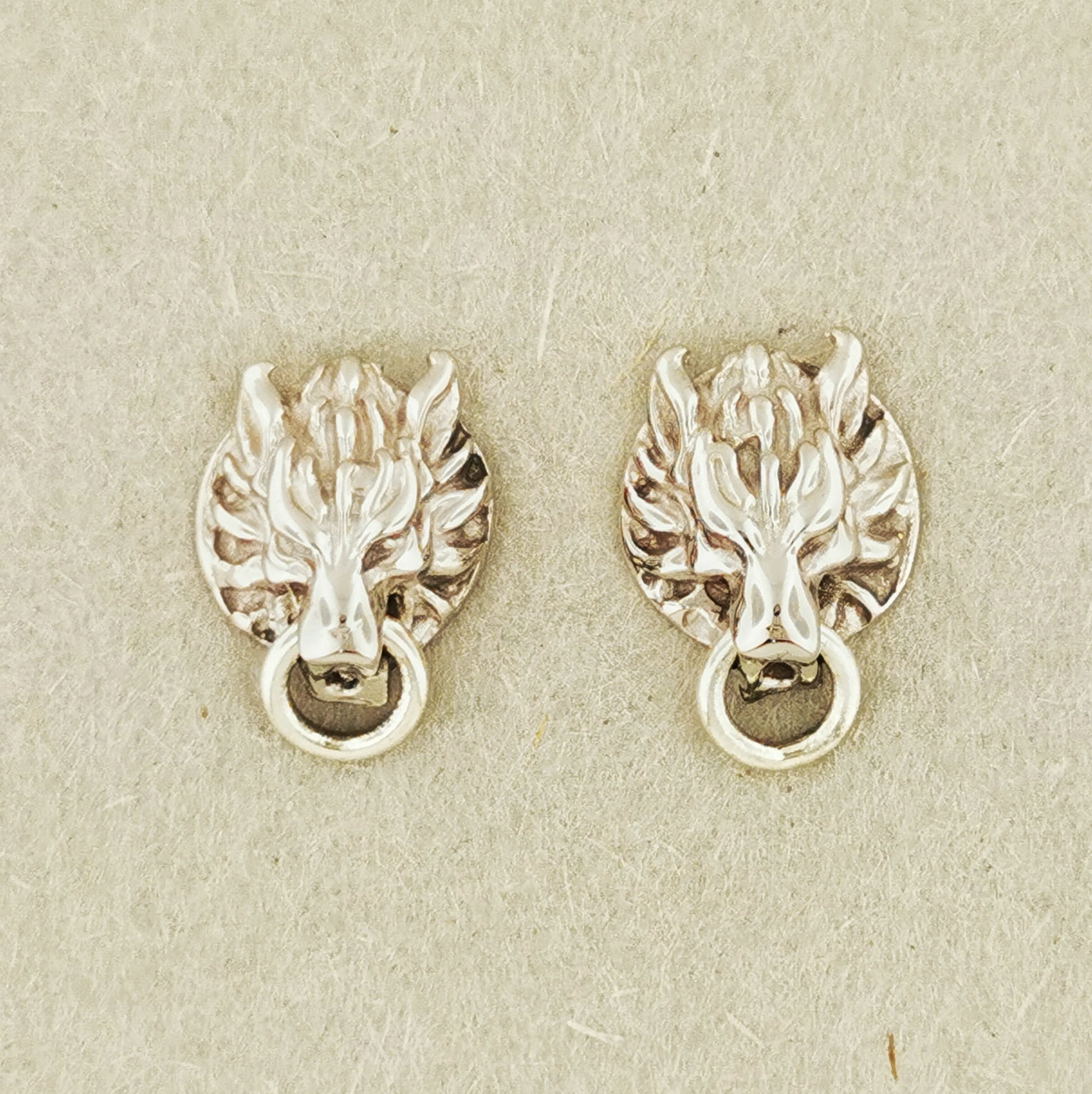 Gold Final Fantasy 7 Fenrir Wolf Stud Earrings