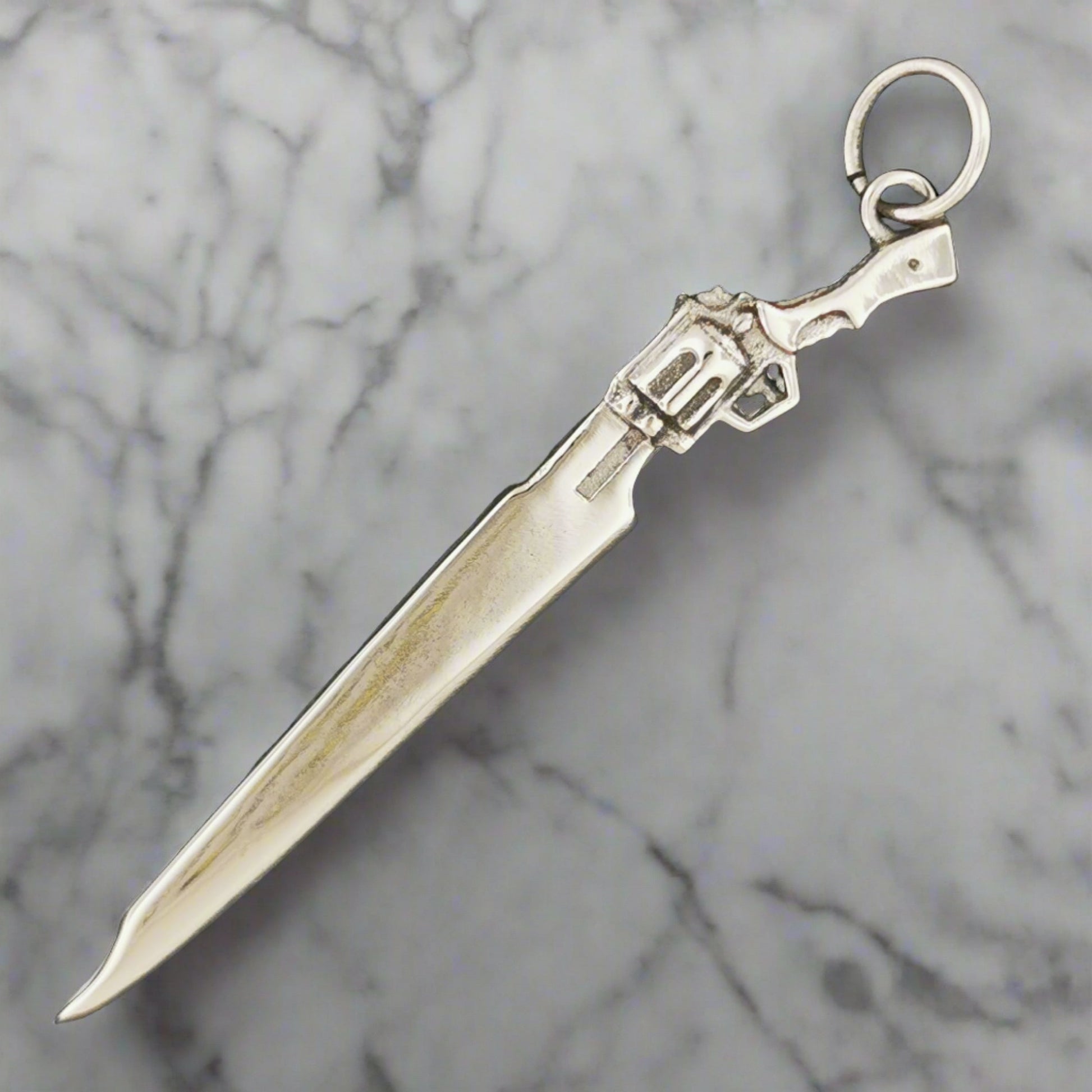 Final Fantasy 8 Gunblade Pendant in Stainless Steel, FF8 Squall Pendant, Final Fantasy VIII Pendant, Final Fantasy Jewelry, Final Fantasy Earrings, FF8 stainless steel pendant, FF8 Gunblade Necklace, Stainless Steel Gunblade Pendant