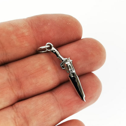 Final Fantasy 8 Gunblade Charm in Stainless Steel, FF8 Squall Pendant, Final Fantasy VIII Pendant, Final Fantasy Jewelry, Final Fantasy pendant, FF8 stainless steel charm, FF8 Gunblade pendant, Stainless Steel Gunblade Pendant, Gamer Girl Jewelry