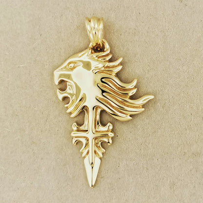 Medium Final Fantasy 8 Squall Griever Pendant in Yellow Gold, FF8 Sleeping Lion Pendant, Final Fantasy VIII Pendant, Squall Cosplay, FF8 Pendant