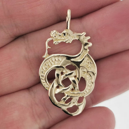 Gold Celtic Knotwork Dragon Pendant Made to Order, Celtic Dragon Pendant, Gold Dragon Pendant, Celtic Knotwork Dragon, Gold Celtic Dragon Pendant, Gold Celtic Jewelry, Celtic Jewelry in Gold, Gold Dragon Charm, Gold Year Of The Dragon Pendant