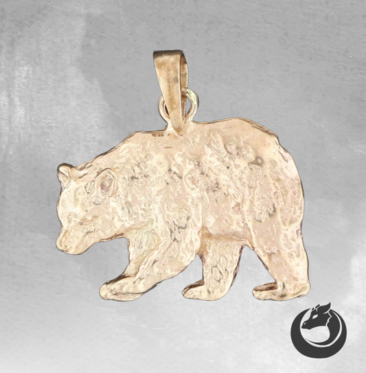 Bear Pendant in Gold, Bear Charm Pendant, Grizzley Bear Pendant Charm Necklace, Bear Totem Pendant, Golden Bear Pendant, Gold Bear Jewellery, Gold Grizzly Bear Pendant, Gold Bear Totem Necklace, Gold Bear Charm, Gold Animal Jewelry