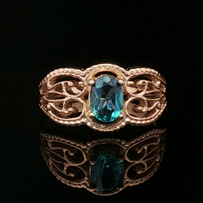 Gothic Style Filigree Ring with Gemstone in Antique Bronze - Le Dragon Argenté