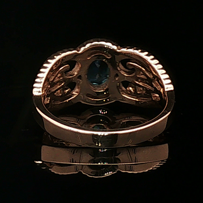 Gothic Style Filigree Ring with Gemstone in Antique Bronze - Le Dragon Argenté