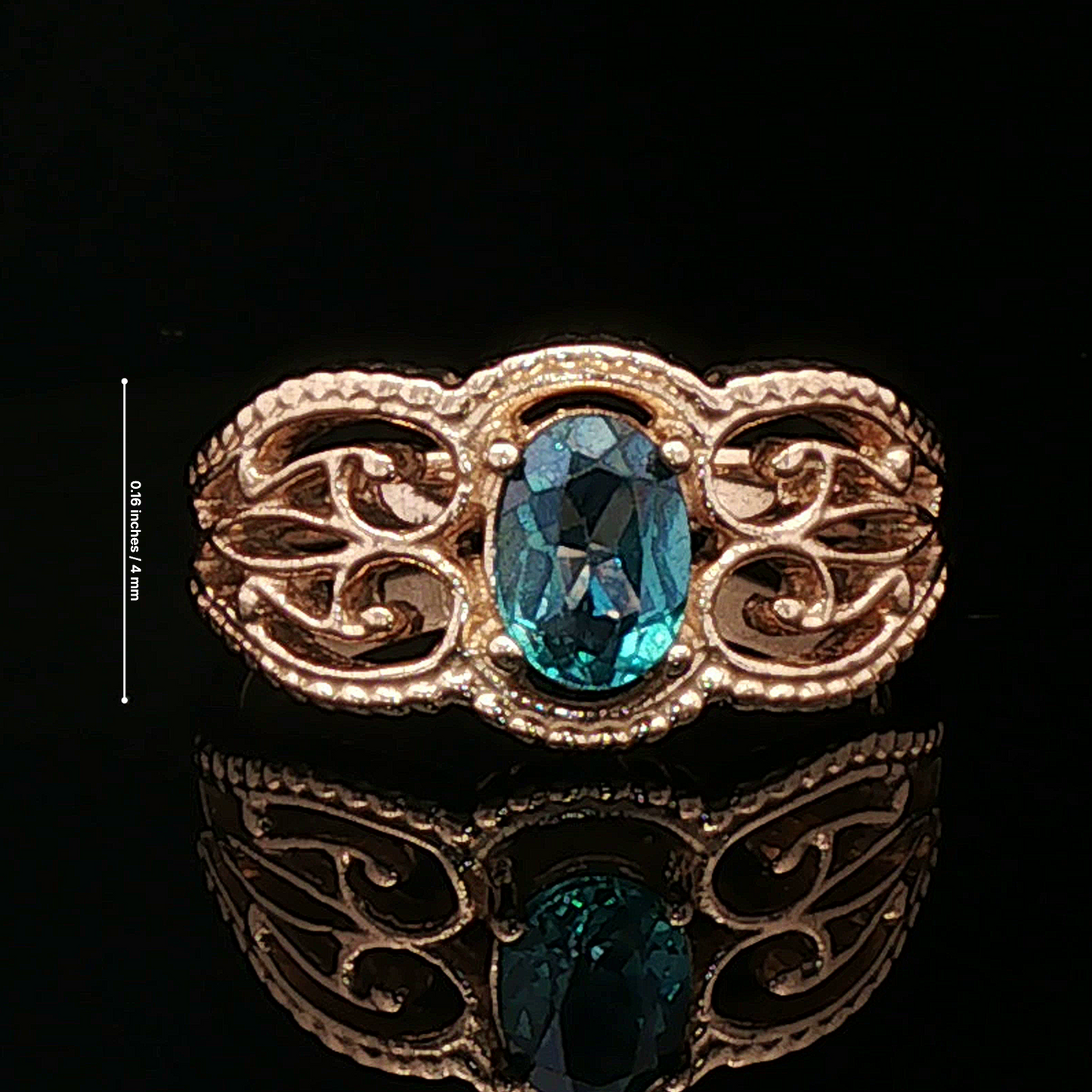 Gothic Style Filigree Ring with Gemstone in Antique Bronze - Le Dragon Argenté
