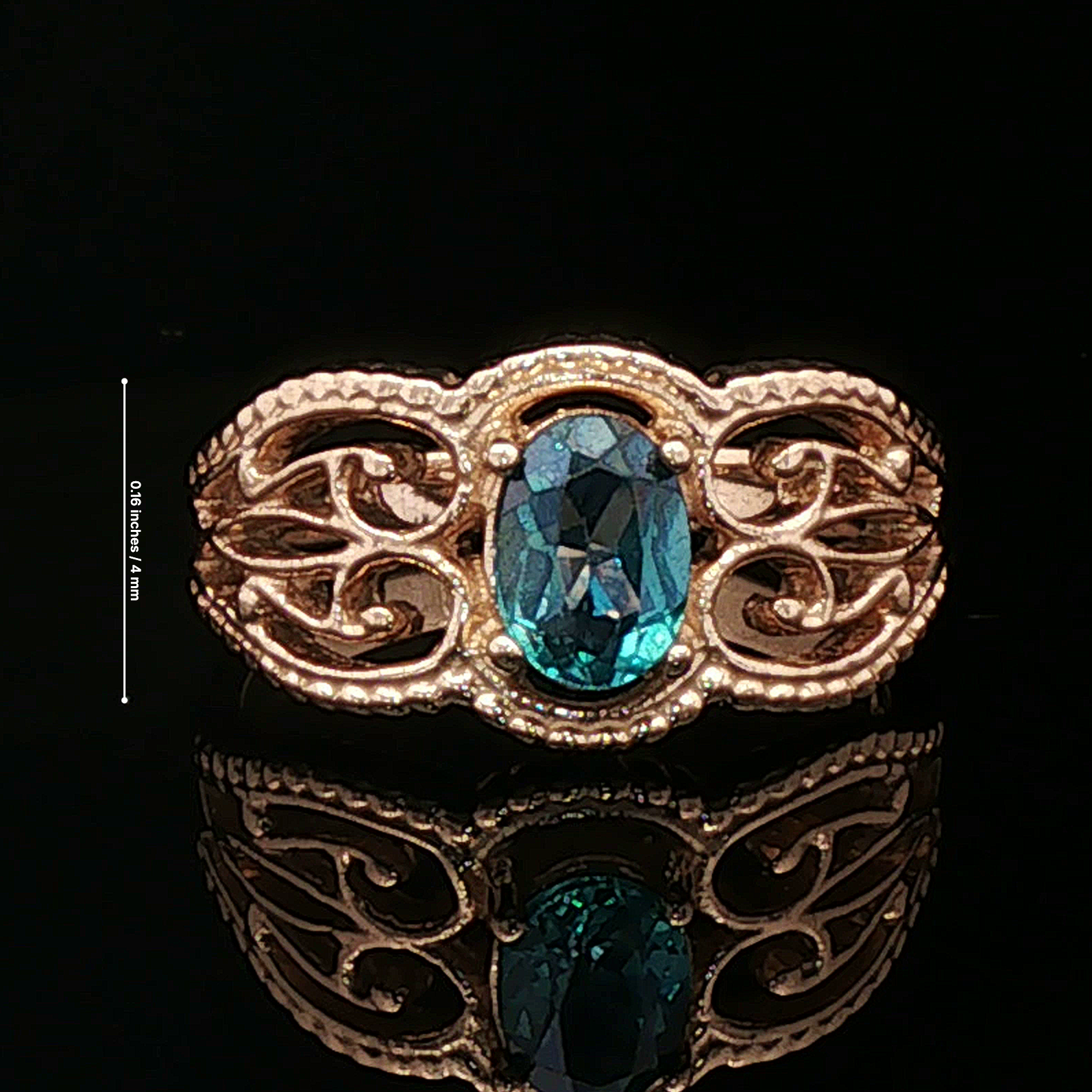 Gothic Style Filigree Ring with Gemstone in Antique Bronze - Le Dragon Argenté