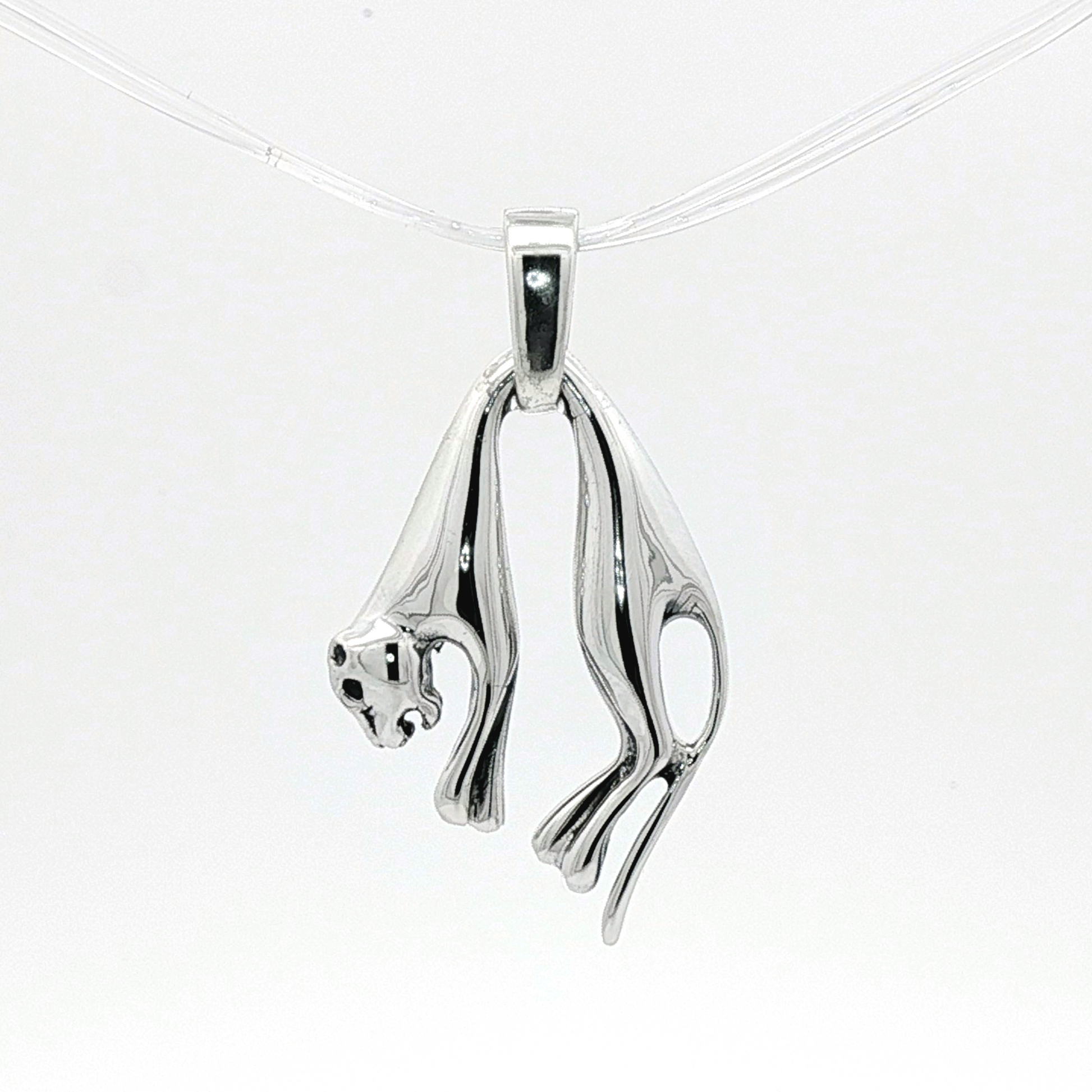 Hanging Cat Pendant in Sterling Silver or Antique Bronze - Le Dragon Argenté