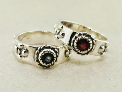 Howl and Sophie Ring Set in Sterling Silver with Faceted Gemstones
