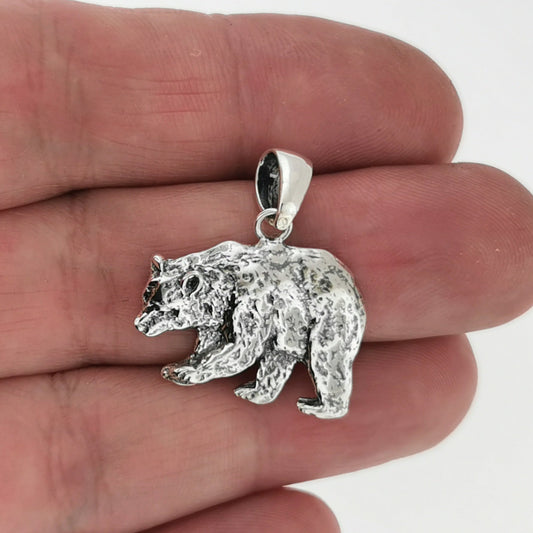 Bear Charm Pendant in Sterling Silver or Antique Bronze