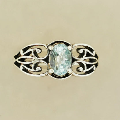 Filigree Ring with Gemstone in Sterling Silver