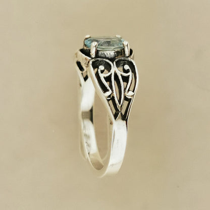 Filigree Ring with Gemstone in Sterling Silver