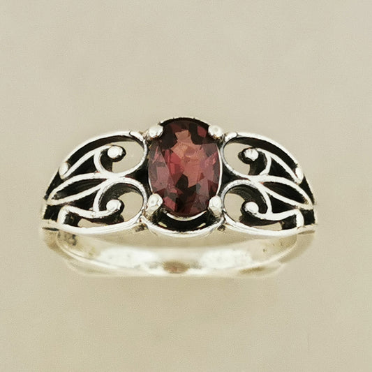 Filigree Ring with Gemstone in Sterling Silver, Gothic Style Ring, Victorian Style Ring, 1950 Vintage Style Ring, Gemstone Ring In Sterling Silver, Silver Gemstone Ring, Filigree Gemstone Ring, Vintage Gemstone Ring