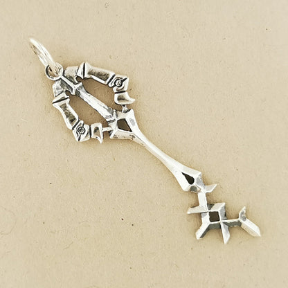 Kingdom Hearts Rainfell Keyblade Pendant in Sterling Silver, Sterling Silver Key Pendant, Silver Keyblade Pendant, KH Keyblade Pendant, Silver KH Pendant, Silver Kingdom Hearts Keyblade, Kingdom Hearts Jewelry, Kindom Hearts Jewellery, Gamer Geek Jewelry, Gamer Geek Jewellery, Silver Rainfell Keyblade Pendant, Video Game Jewelry, Video Game Jewellery, Video Game Pendant